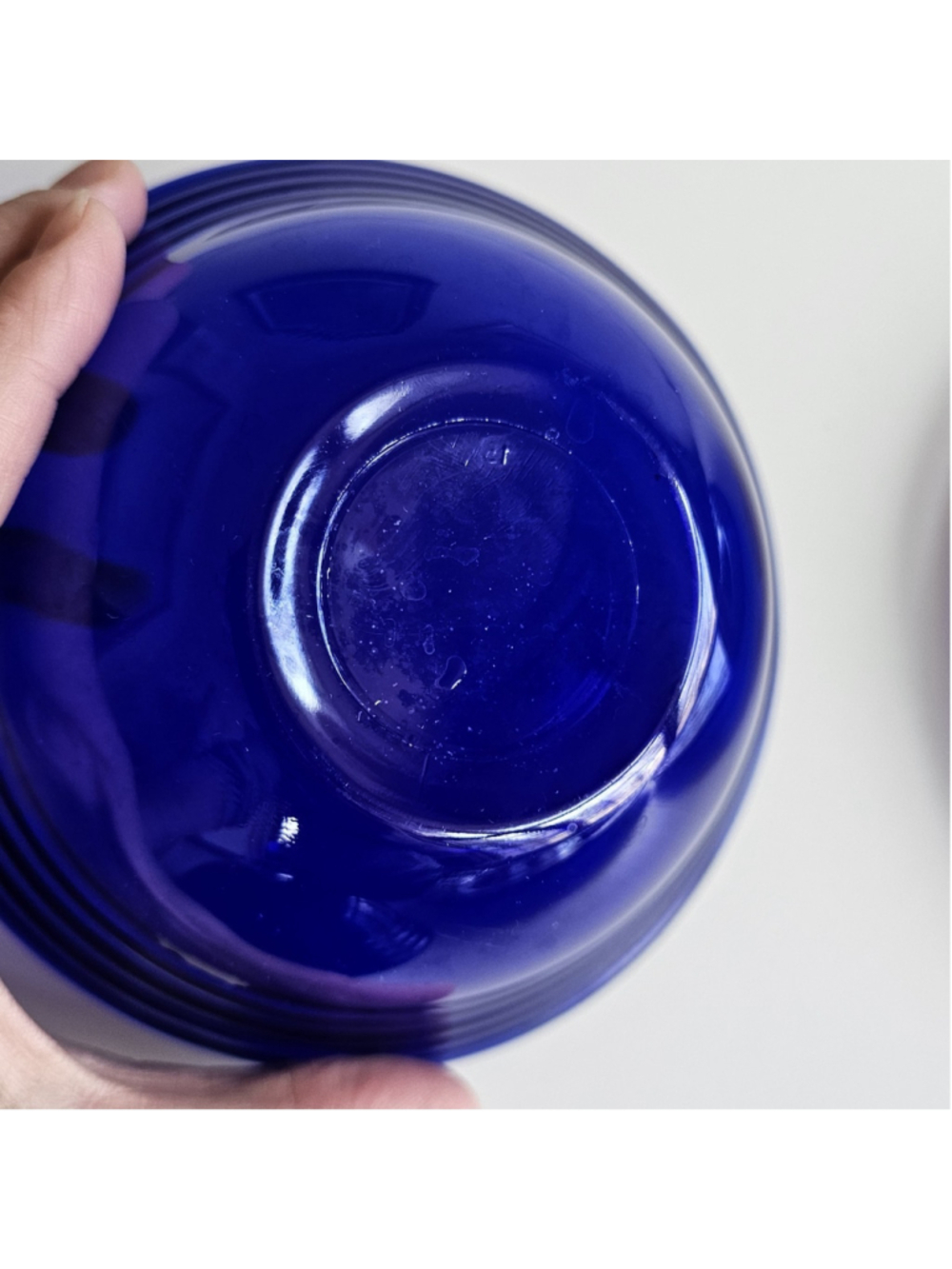 MCM Cobalt Blue Ribbed Glass Bowl & Plate Set – 3 Bowls 3 Plates Vintage - Picture 6 of 16
